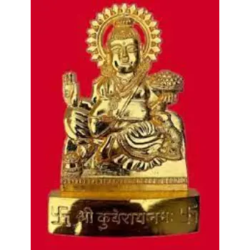 NAVYAKSH Metal Gold Plated Lord Kuber Murti Statue 